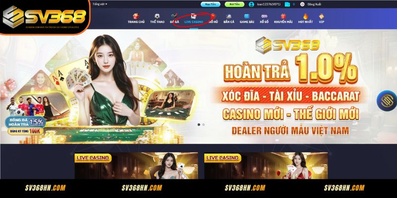Giới thiệu sảnh Live casino SV368